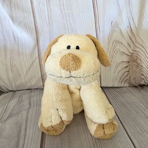 TY Pluffies Plopper Puppy Dog Plush TyLux Cream Brown Sewn Eyes 10 Inch 2002